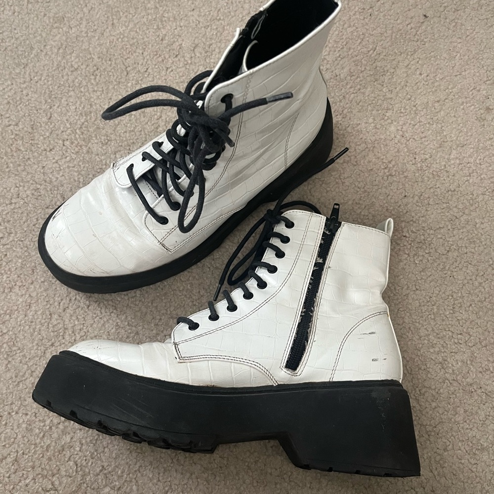 White platform boots